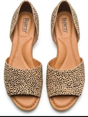 Born Tan and Black Cheetah-Print Open-Toe Slide Mules